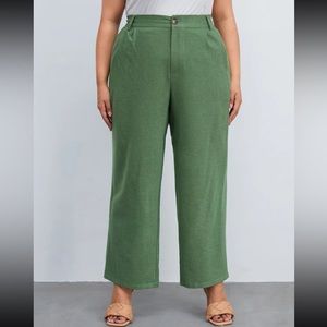 Green Plus High Waist Wide Leg Pants